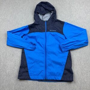 Columbia Jacket Youth Boys Medium 10/12 Blue Glennaker Hooded Windbreaker Zip Up